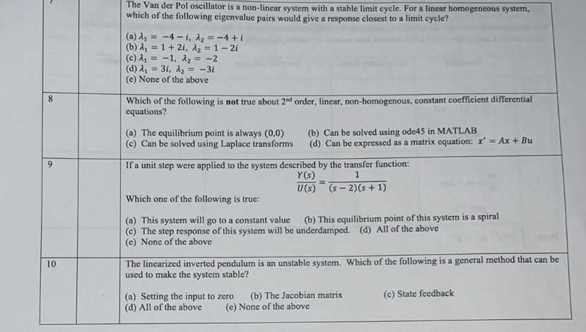 Solved Problem 1-Multiple Choice For The Following Questions | Chegg.com