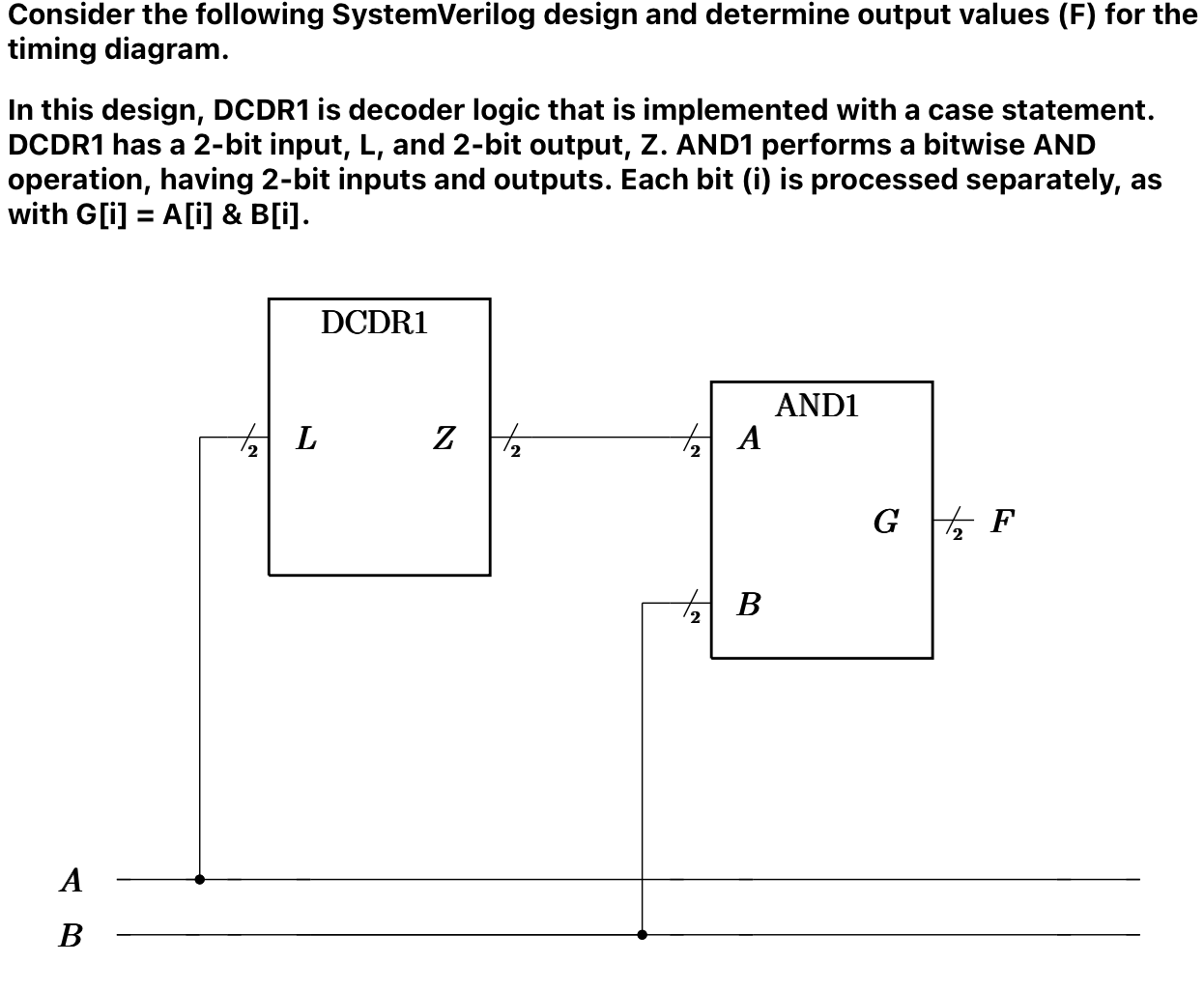 Consider the following SystemVerilog design and | Chegg.com image.