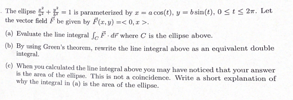 Solved = . The Ellipse 2 + B = 1 Is Parameterized By X = A | Chegg.com