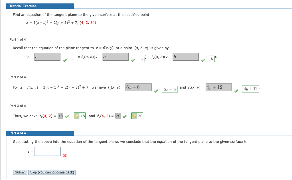 Solved Tutorial Exercise Find an equation of the tangent | Chegg.com