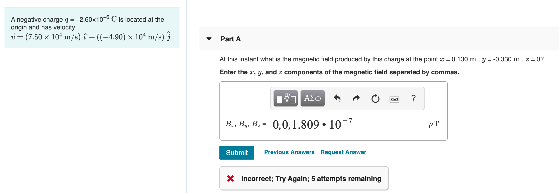 Solved A Negative Charge Q 2 60x10 6 C Is Located At T Chegg Com