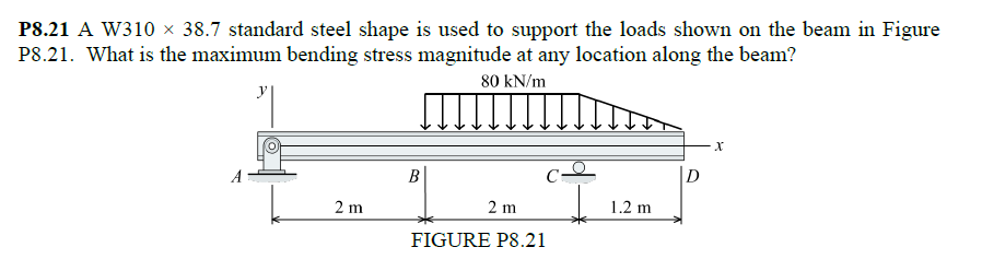 Solved P8.21 A W310 x 38.7 standard steel shape is used to | Chegg.com