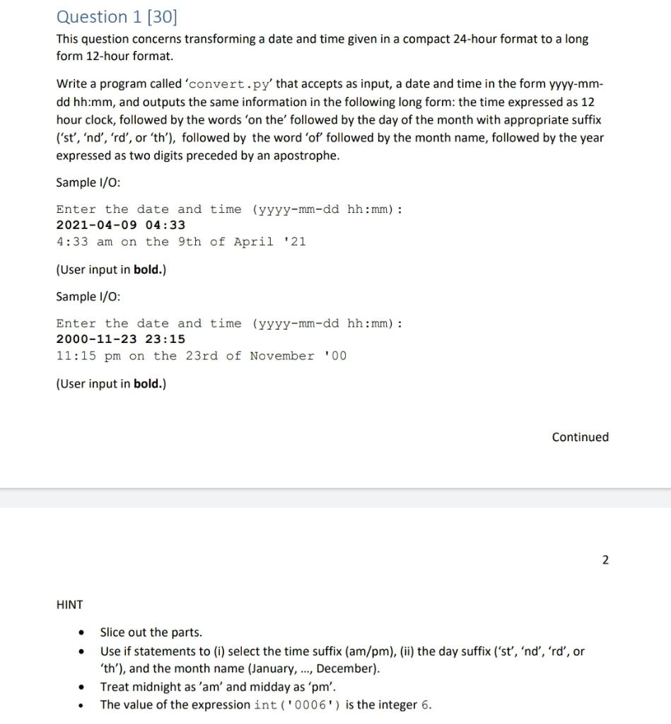 Solved Question 1 [30] This question concerns transforming a | Chegg.com