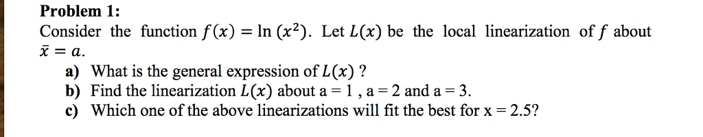 Solved Problem 1: Consider the function f (x) - In (x2). Let | Chegg.com