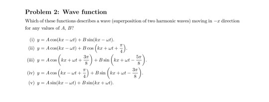 Solved Problem 2: Wave function Which of these functions | Chegg.com