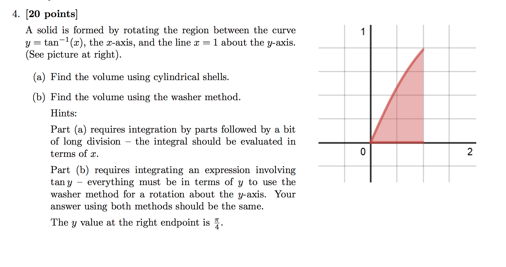 Solved 4. [20 points] A solid is formed by rotating the | Chegg.com