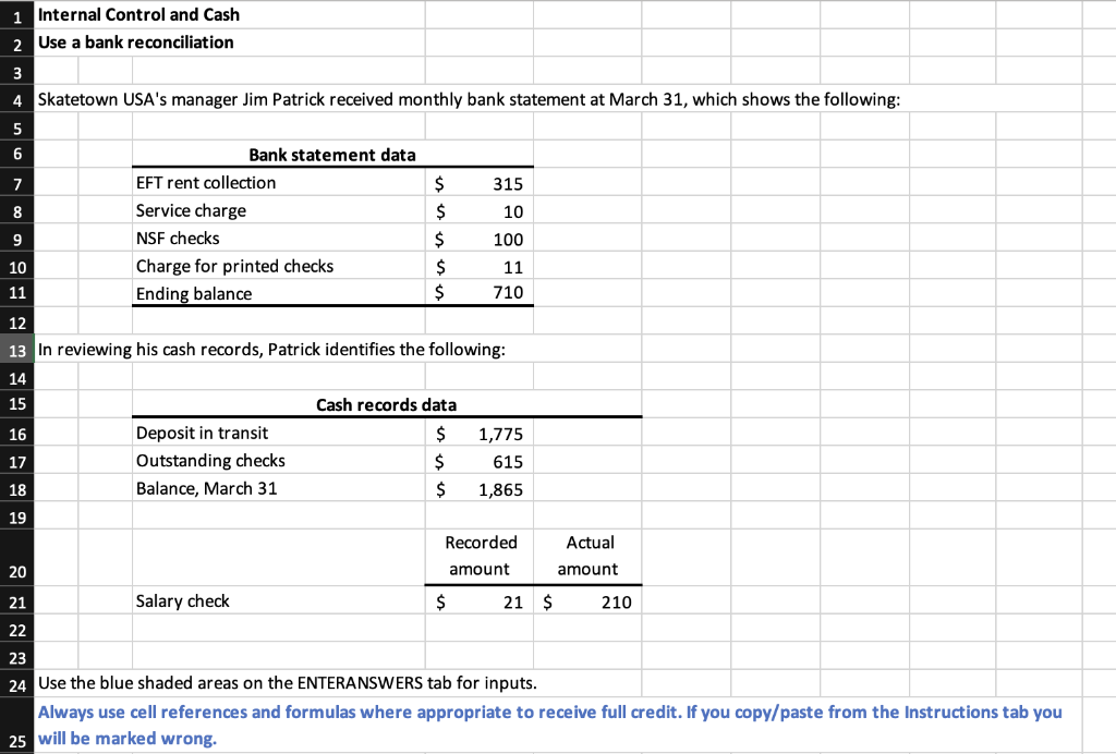 Solved 1 Internal Control And Cash 2 Use A Bank | Chegg.com