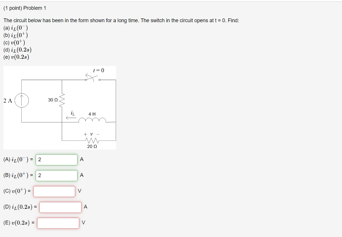 Solved The circuit below has been in the form shown for a | Chegg.com