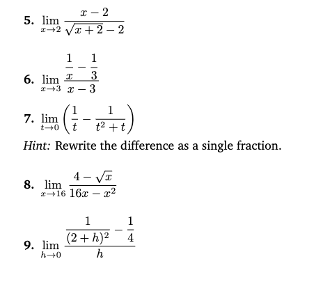 Solved 5. limx→2x+2−2x−2 6. limx→3x−3x1−31 7. | Chegg.com