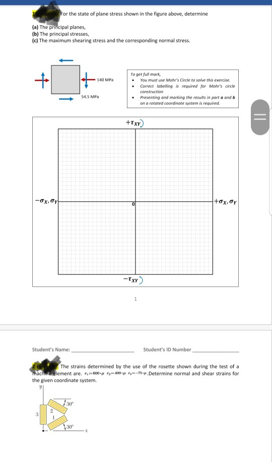 Solved For the state of plane stress shown in the figure | Chegg.com