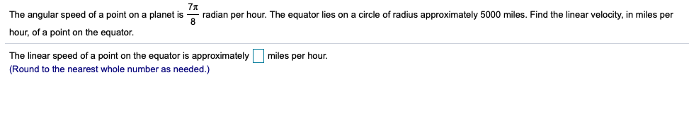 Solved 7A The angular speed of a point on a planet is radian | Chegg.com