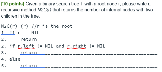 Solved [10 points] Given a binary search tree T with a root | Chegg.com