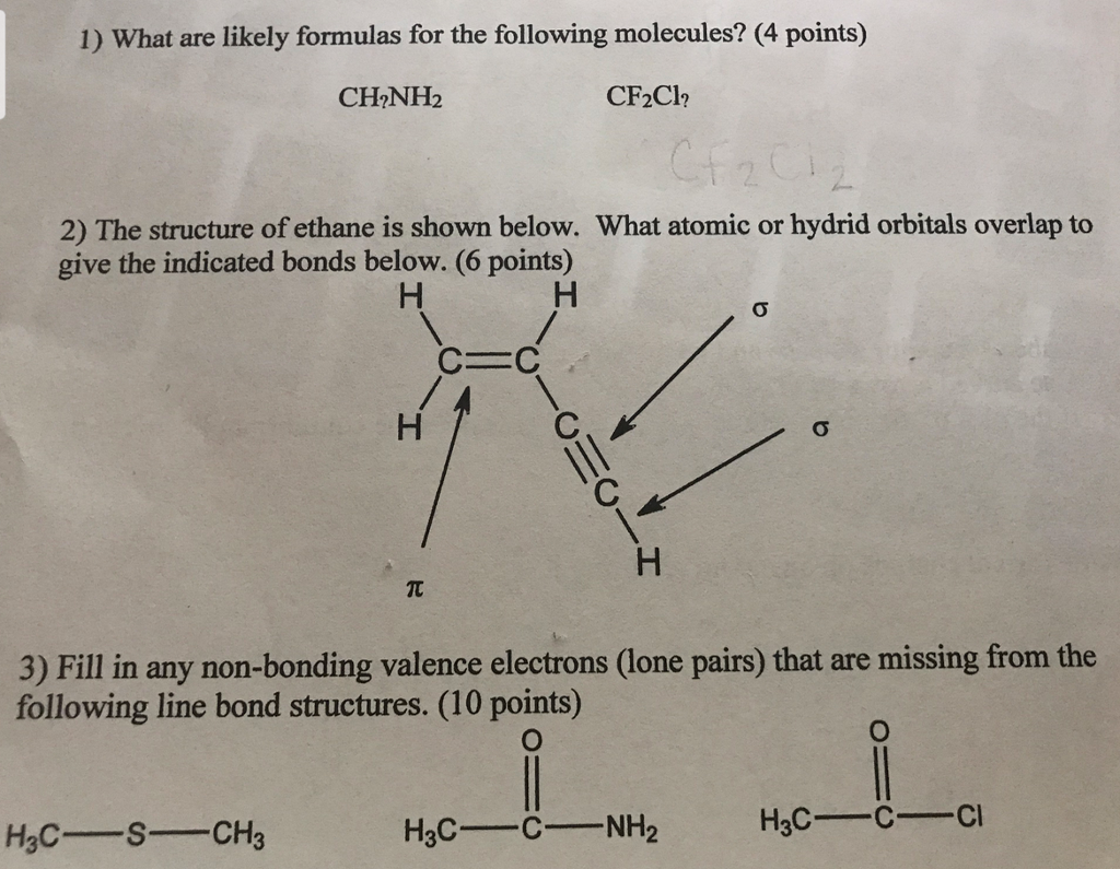 Solved 1) What are likely formulas for the following | Chegg.com