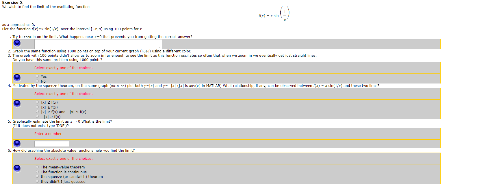 Solved Exercise 5 We Wish To Find The Limit Of The Oscil Chegg Com