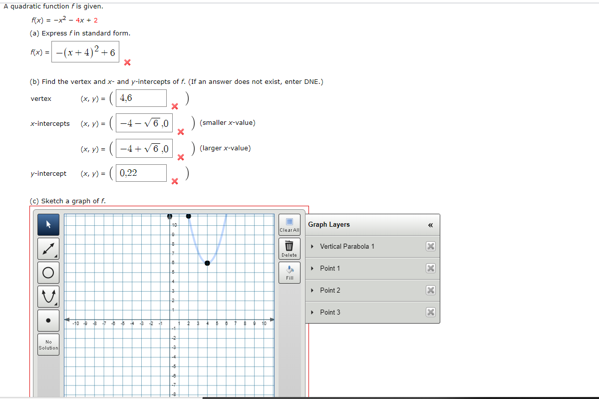 A Quadratic Function F Is Given F X X2 4x 2 Chegg Com