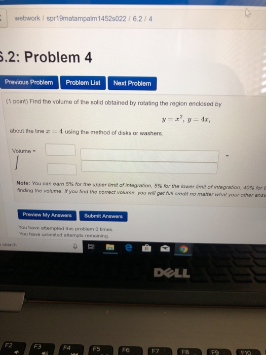 Solved webwork / spr19matampalm 1452s022/6.2/4 .2: Problem 4 | Chegg.com