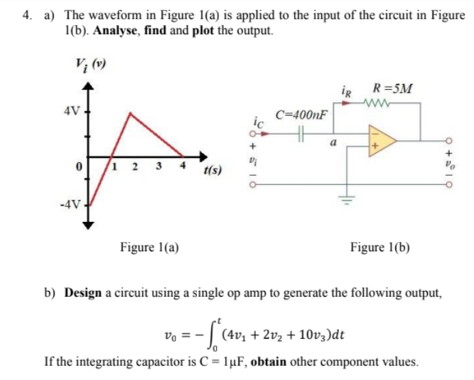 Solved 4. a) The waveform in Figure 1(a) is applied to the | Chegg.com