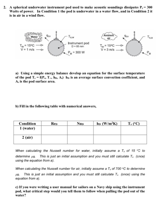 Solved 2 A Spherical Underwater Instrument Pod Used To M Chegg Com