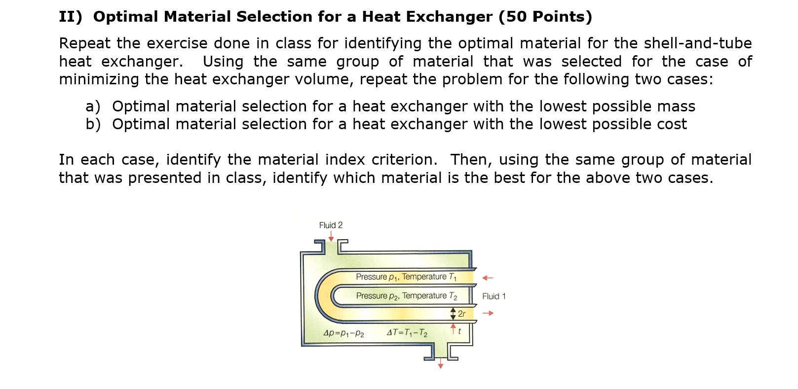 II) ﻿Optimal Material Selection for a Heat Exchanger