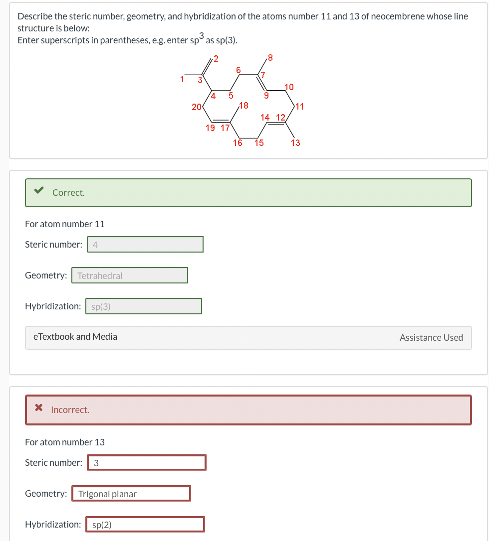 Solved Describe the steric number, geometry, and