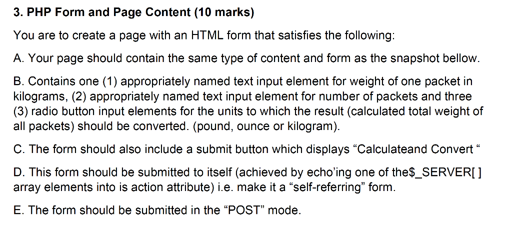 Solved 3. PHP Form and Page Content (10 marks) You are to | Chegg.com