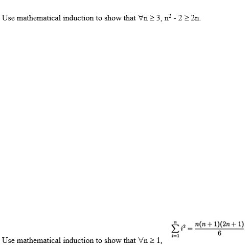Solved Use mathematical induction to show that Vn > 3, n2 - | Chegg.com
