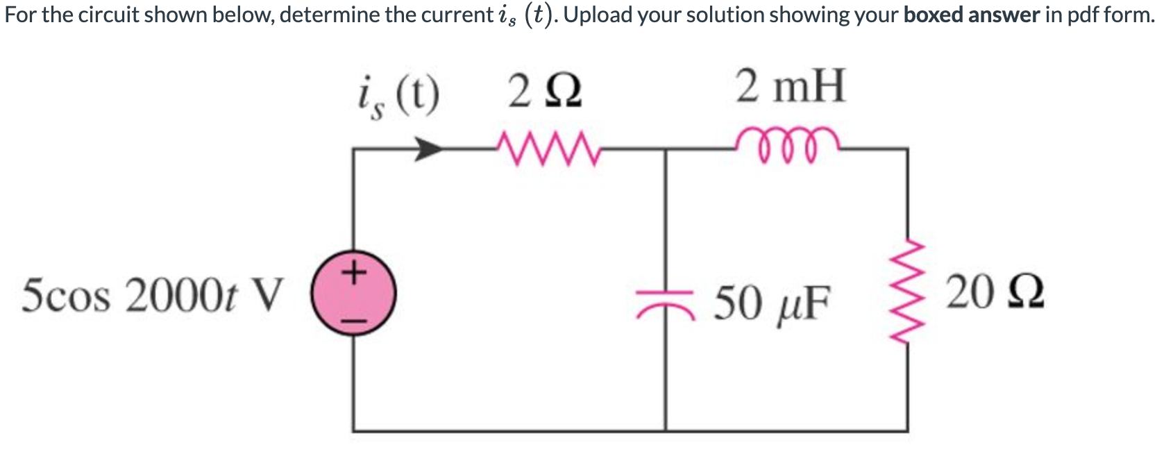 Solved For the circuit shown below, determine the current is | Chegg.com