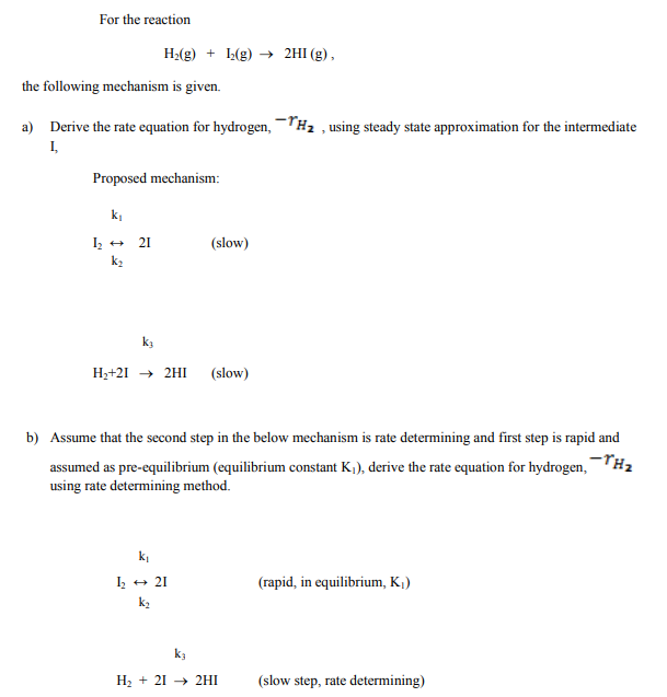 Solved For The Reaction H2(g) + I2(g) 2HI (g) , The | Chegg.com