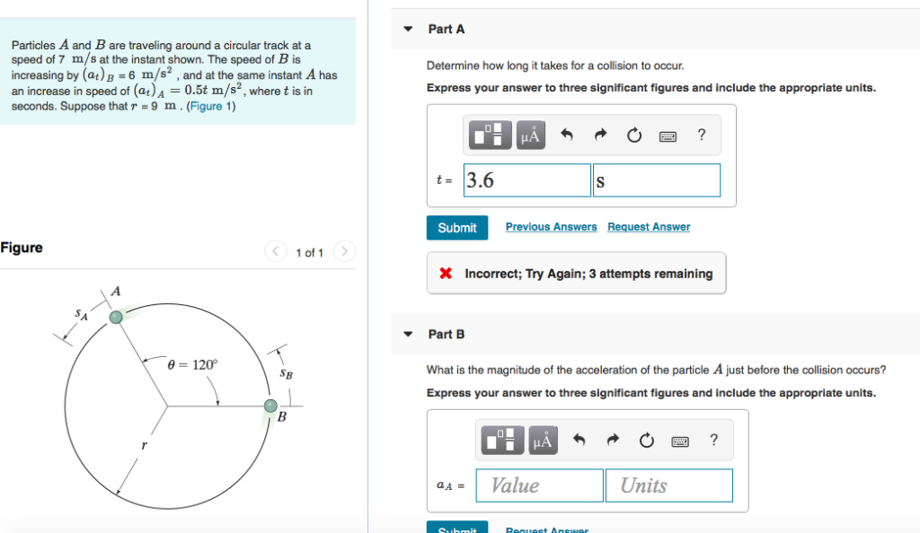 Solved Part A Particles A and B are traveling around a | Chegg.com