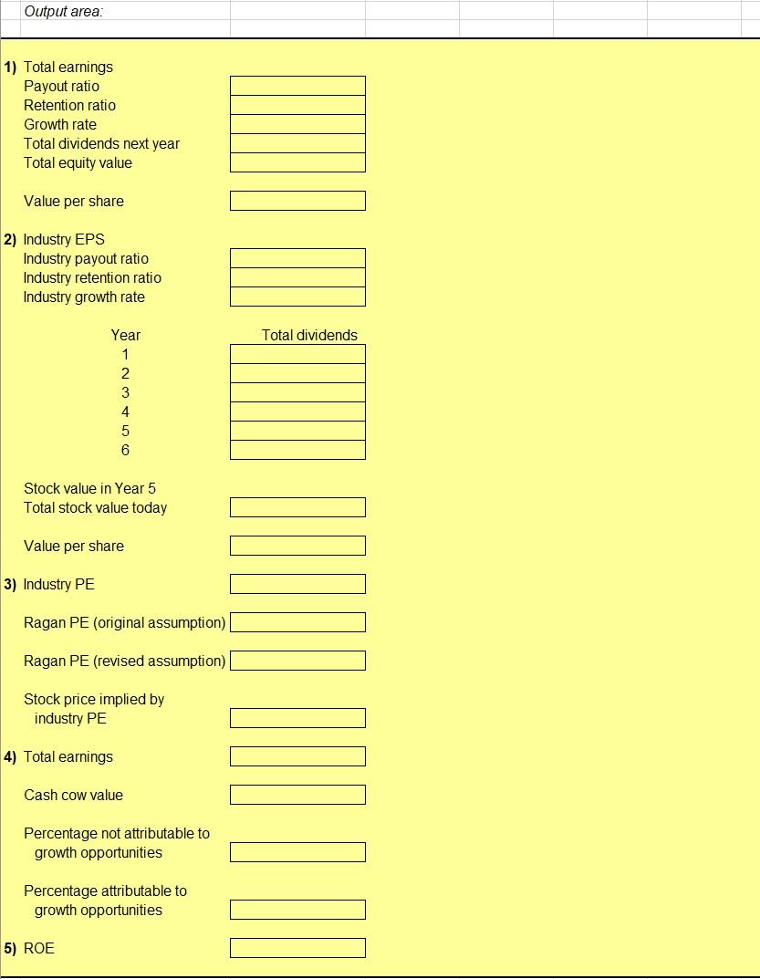 Chapter 9 Stock Valuation at Ragan Engines Input