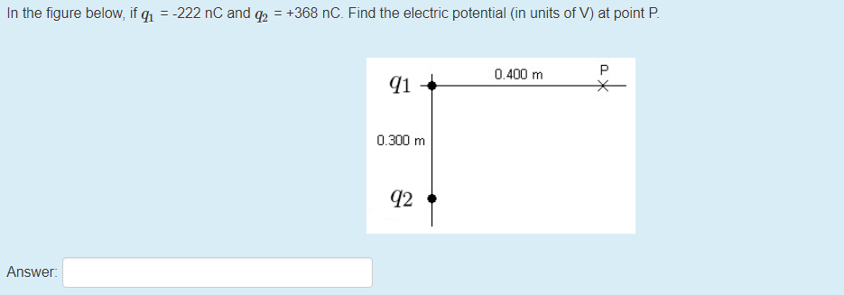 Solved In the figure below, if q1q1 = -222 nC and q2q2 = | Chegg.com