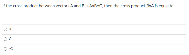 Solved If the cross product between vectors A and B is | Chegg.com