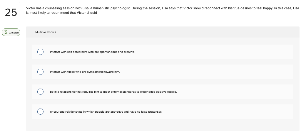 Solved 25 Victor has a counseling session with Lisa, a | Chegg.com