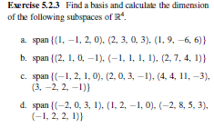Solved Exercise 5.2.3 Find a basis and calculate the | Chegg.com