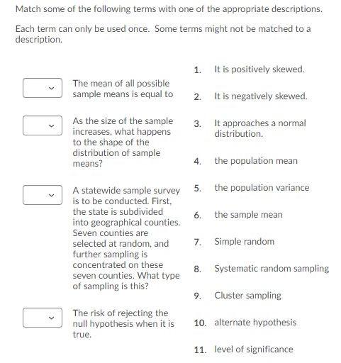 Solved Match some of the following terms with one of the | Chegg.com