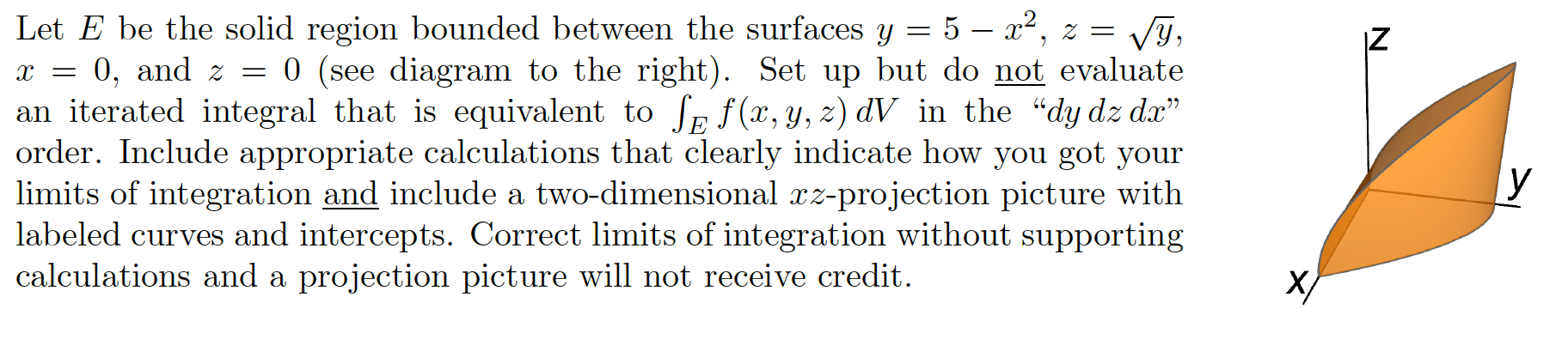 Solved = IZ Let E be the solid region bounded between the | Chegg.com