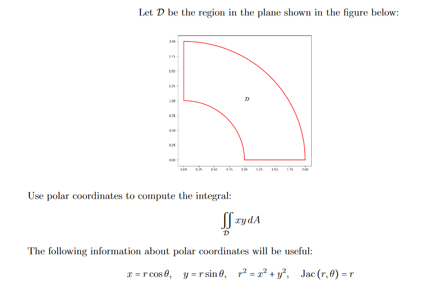 Solved Let D be the region in the plane shown in the figure | Chegg.com