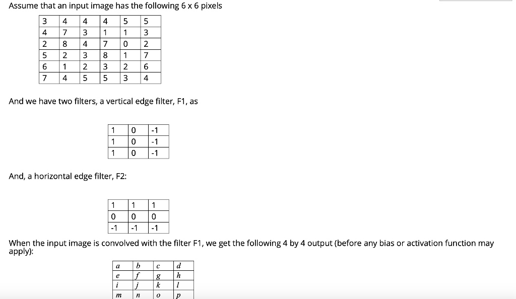 Solved Assume that an input image has the following 6 x 6 | Chegg.com