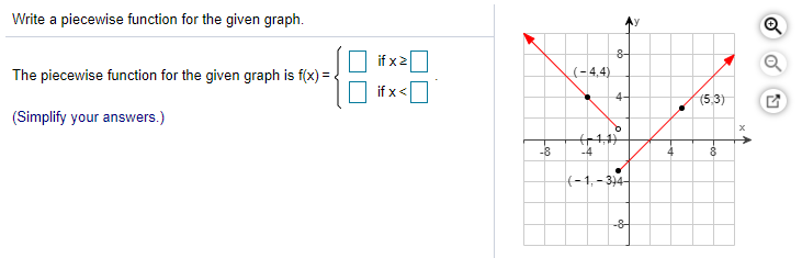 Solved Write a piecewise function for the given graph. 8- if | Chegg.com