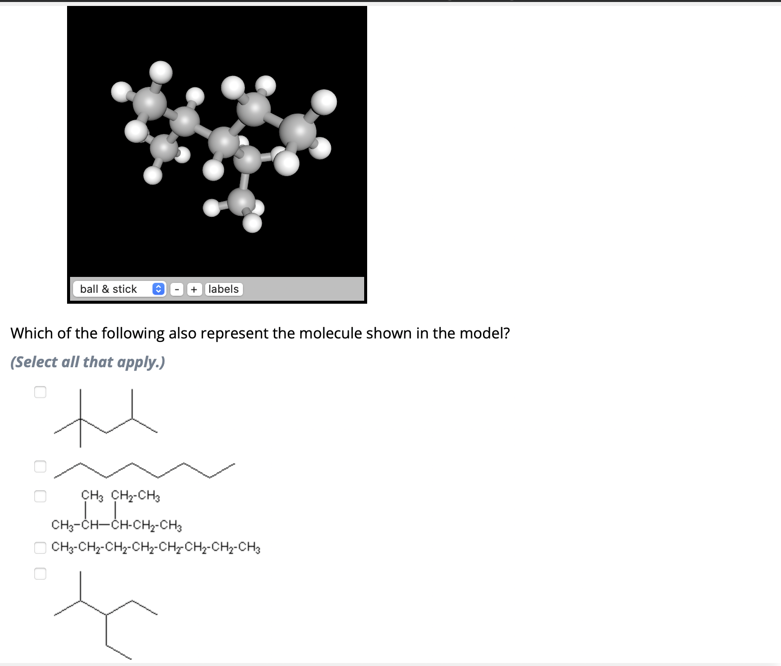 Solved Which of the following also represent the molecule | Chegg.com