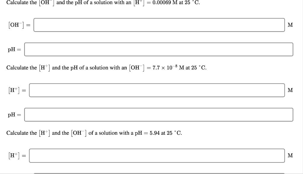 how to find the ph of a solution with oh