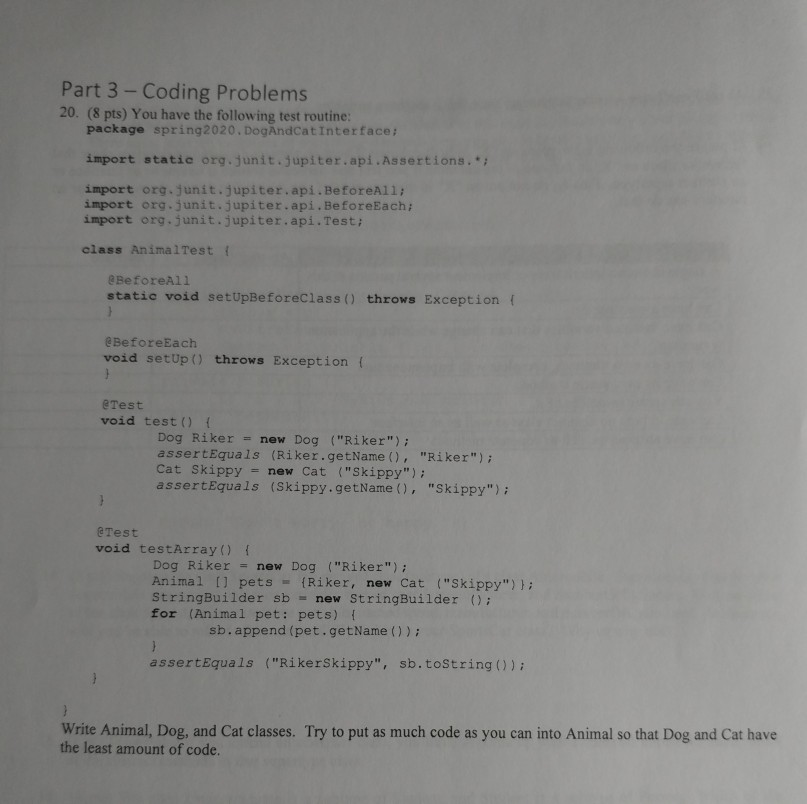 Solved Part 3 - Coding Problems 20. (8 pts) You have the | Chegg.com