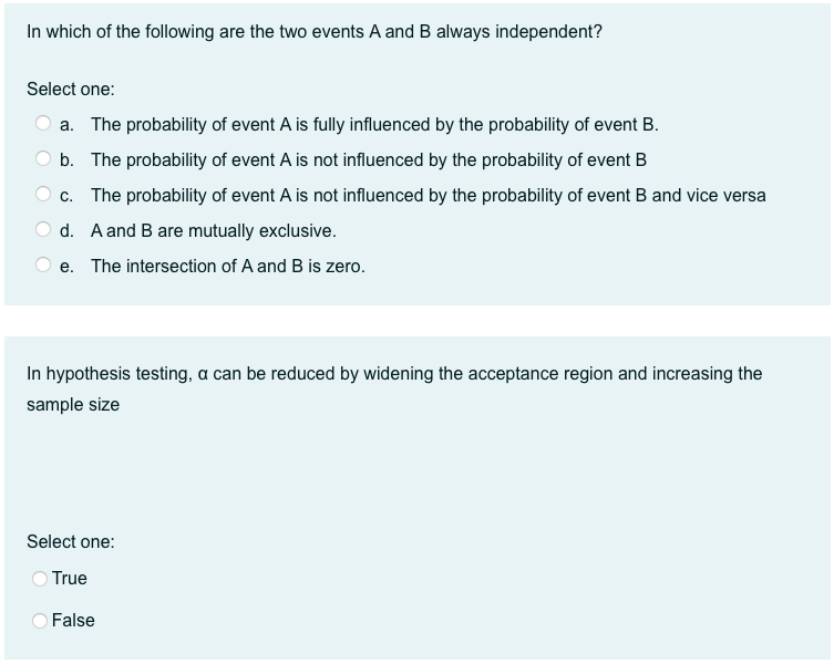 Solved In Which Of The Following Are The Two Events A And B | Chegg.com