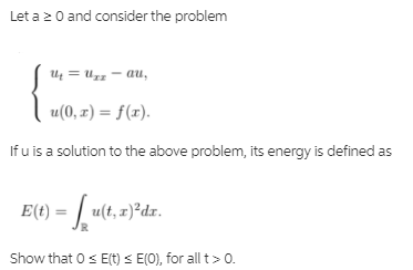 Let A And Consider The Problem Uy Le Au U 0 2 Chegg Com