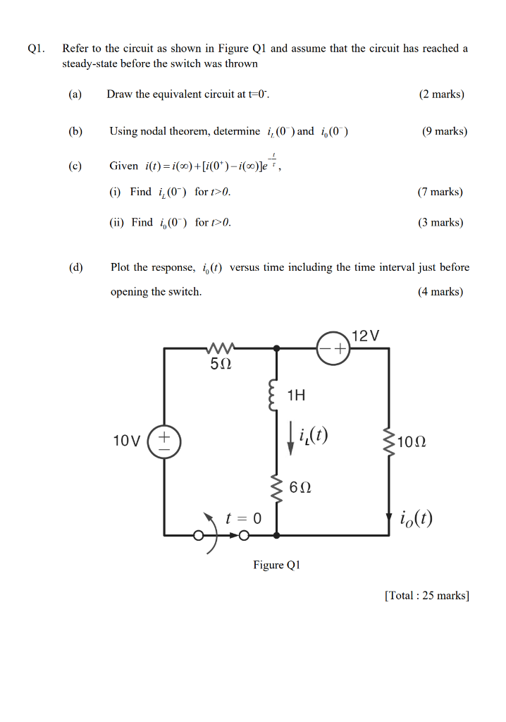 Solved 01. Refer To The Circuit As Shown In Figure Q1 And | Chegg.com