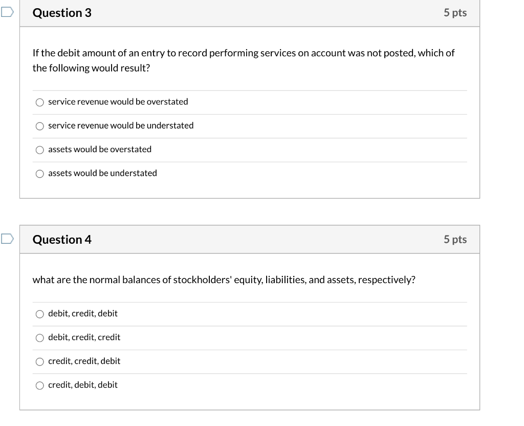 Solved Question 3 5 pts If the debit amount of an entry to | Chegg.com