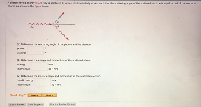 Solved A photon having energy 0.670 MeV is scattered by a | Chegg.com