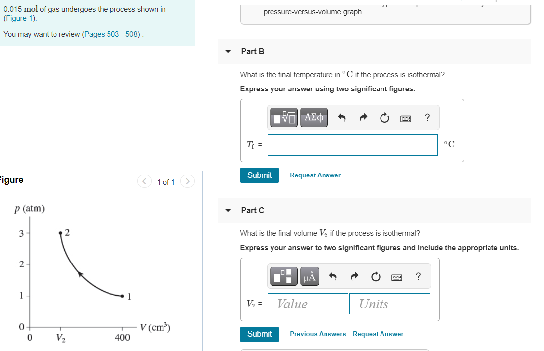 Solved 0.015 Mol Of Gas Undergoes The Process Shown In | Chegg.com