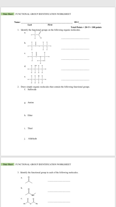 Functional Group Worksheet 1 Answers
