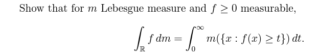 Solved Show that for m Lebesgue measure and f> 0 measurable, | Chegg.com